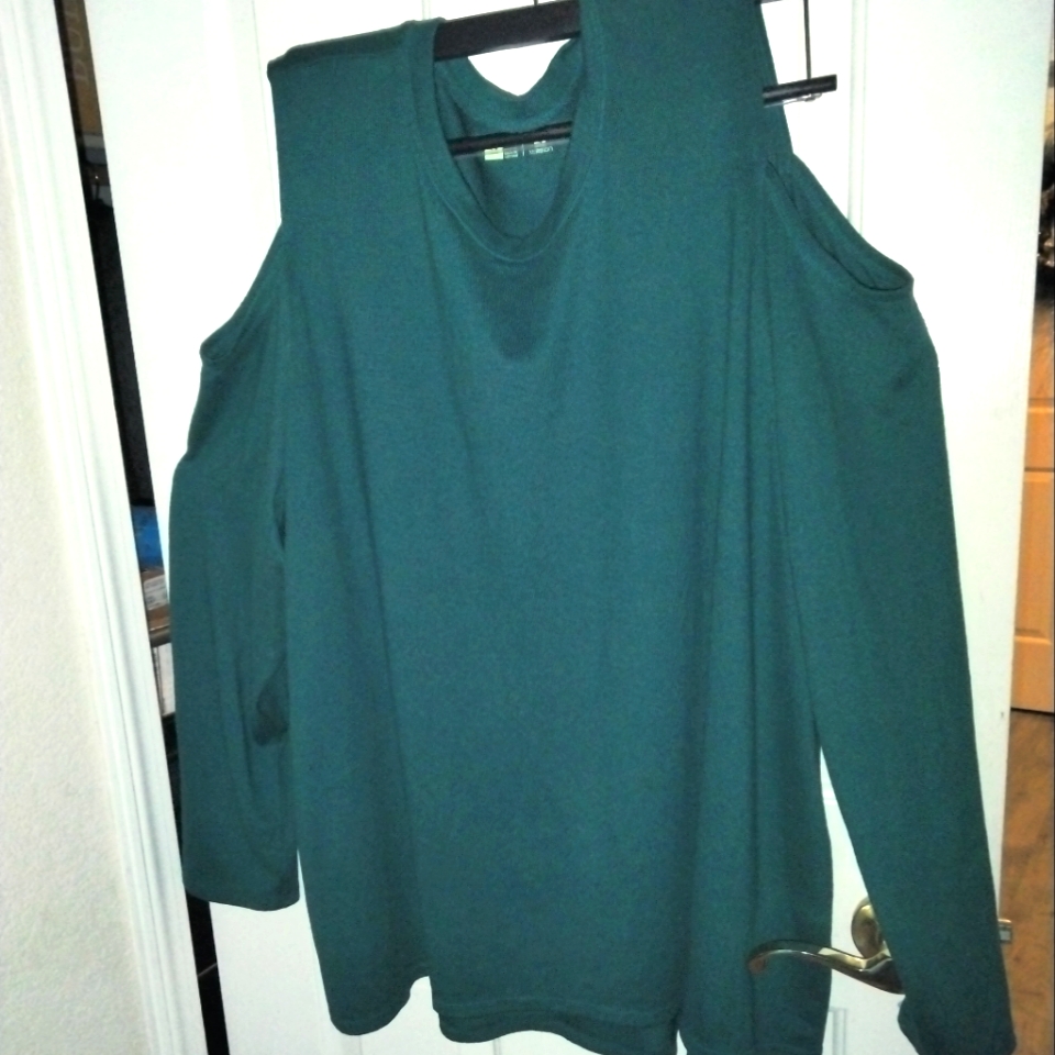 New Women's Cold Shoulder Green Top Shirt Sz 3x By Xersion